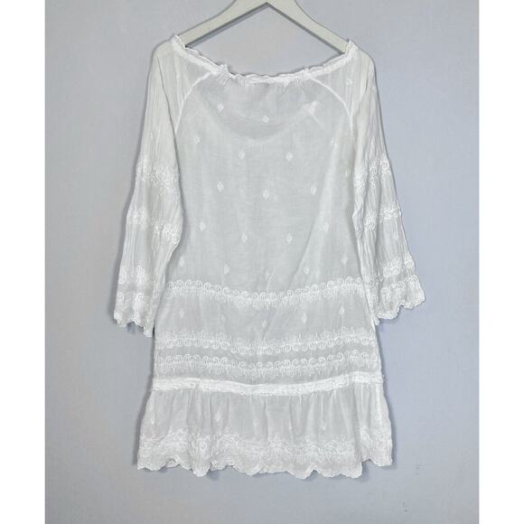 Calypso St Barth sz XS Sheer White Embroidered Tunic Dress Cotton Scoop Neck - Picture 14 of 15